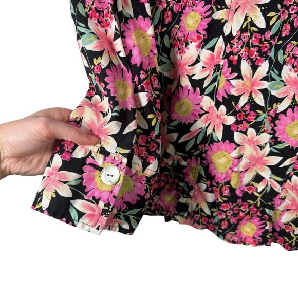 Napa Valley Floral Shacket Boho Preppy Cottagecore Linen Blend Womens Plus 16W - Picture 6 of 6